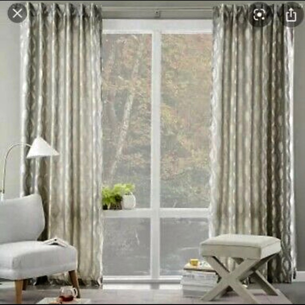 (4) West Elm Ogee Jacquard Curtain Panel In Gray